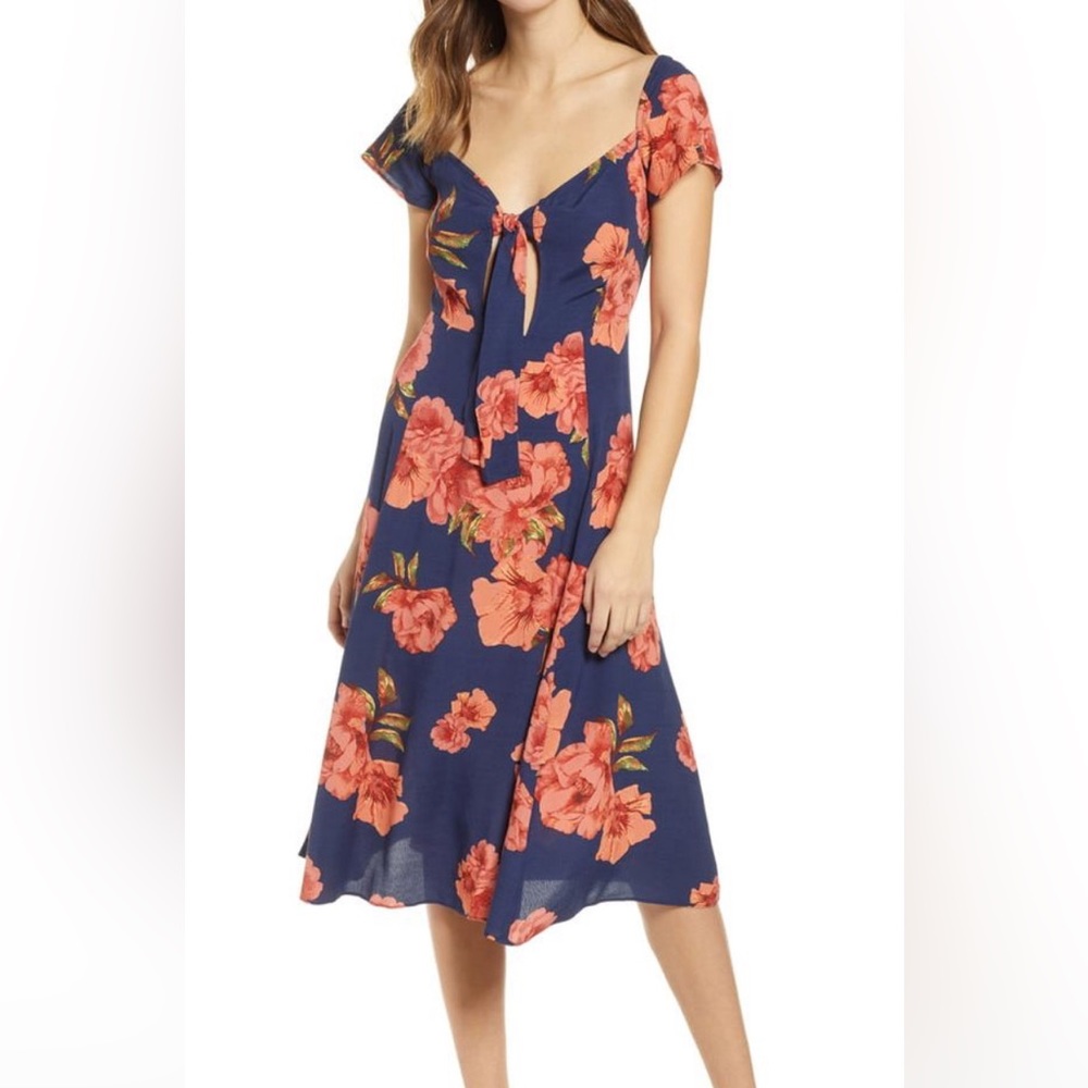 Leith tie front a-line floral dress - size S
